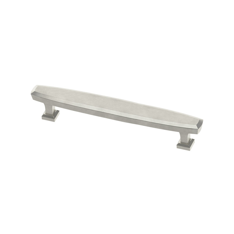 Beveled 5" Center to Center Bar pull, Satin Nickel, 5.06"