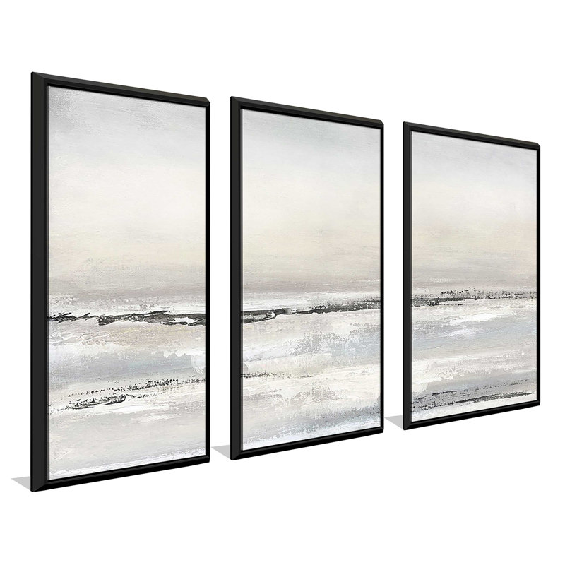 «Distant Fog», peinture sur toile flottante 3 pièces, L 64,5 po x H 41,5 po