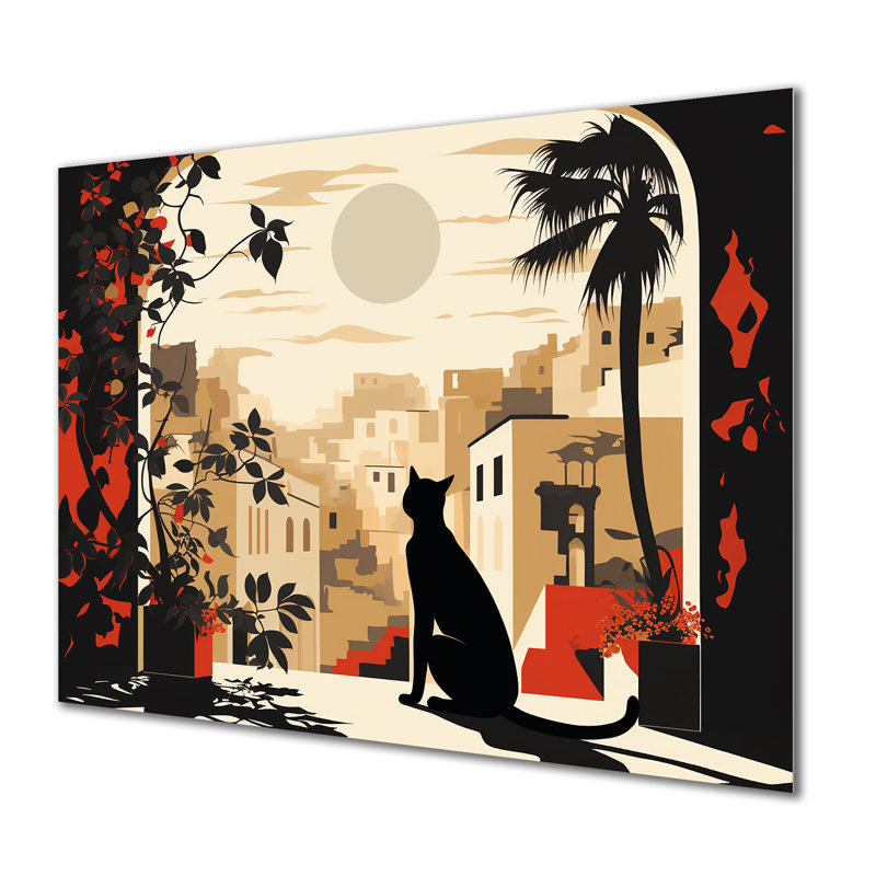 Décoration murale Lunenburg - chat, Pas de métal encadré, H 24 po x l 32 po x P 1 po