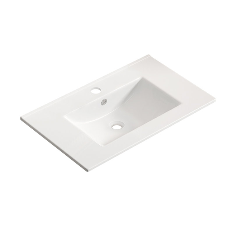 24,02 po Comptoir de salle de bain rectangulaire encastré en céramique blanc