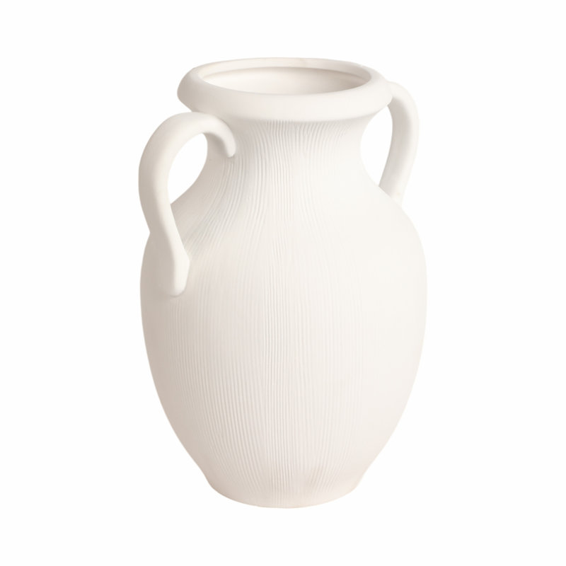 Tiyler Black Weathered Jug With Handles, White, 12" H x 10" W x 8" D