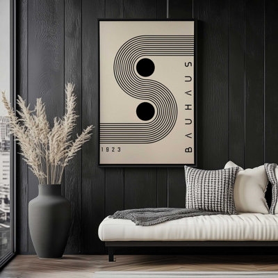 Impression sur toile Bauhaus Black Dot Balance dans un cadre en érable, 30 po x 20 po