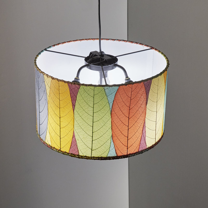 Lustre cylindrique unique à 3 lumières Quintan, Vert / Rouge / Orange, H 10 po x l 18 po