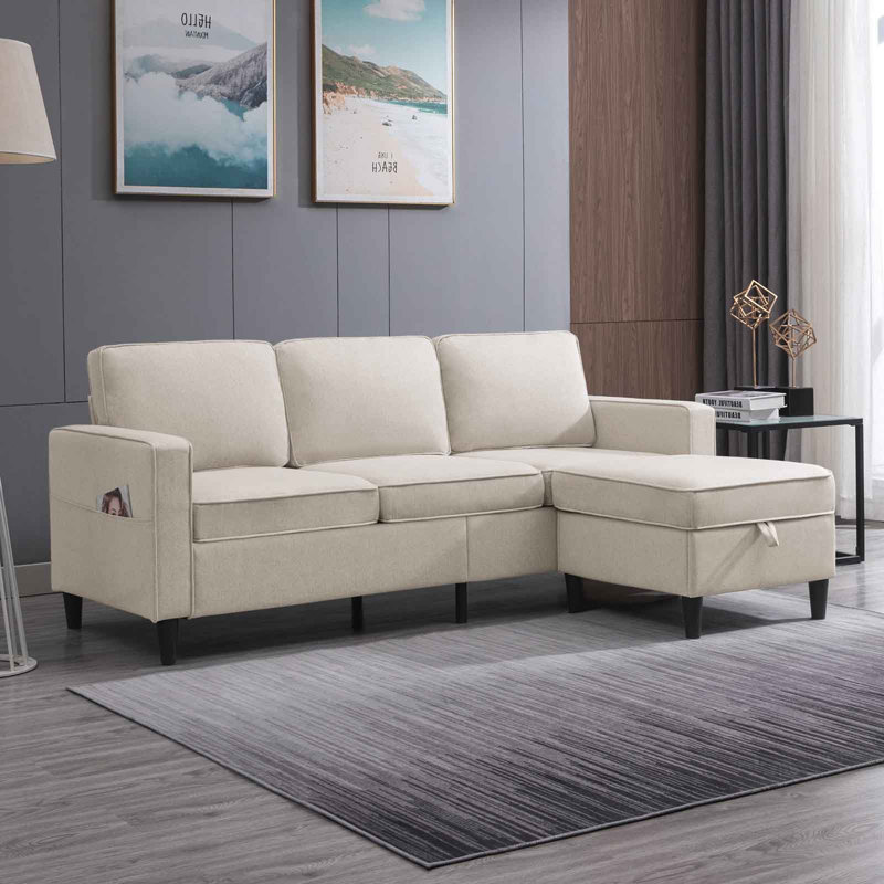 4 Seater Corduroy Sofa, Beige