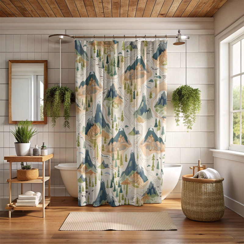 Enchanted Atlas - Rideau de douche Premium, H 74 po x l 71 po