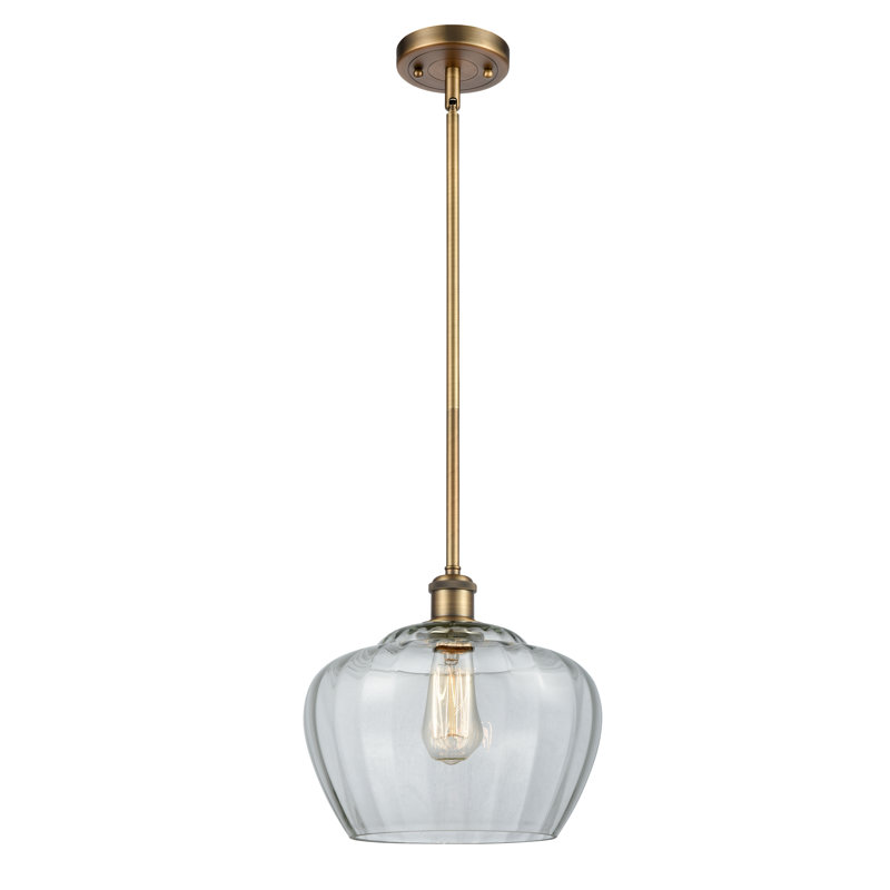 Mini-luminaire suspendu 11 "à 1 lumière Ballston Fenton, Clair, Laiton brossé, Ampoule non incluse