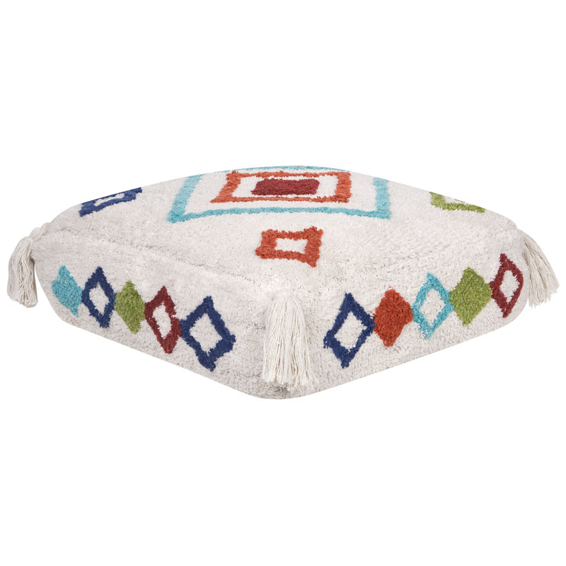 Bradlec Geometric White Square Floor Cushion