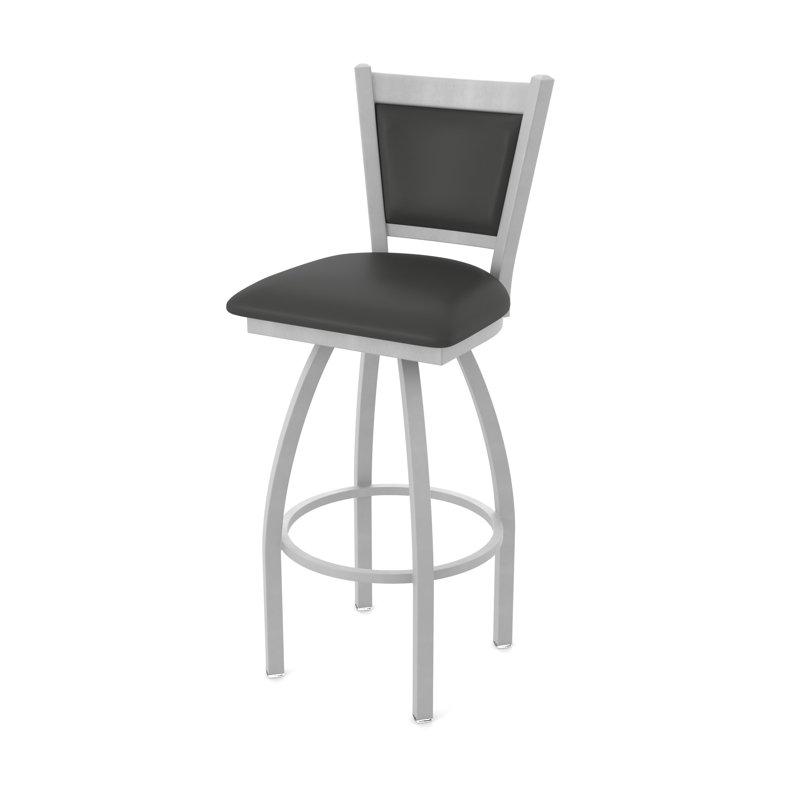 Tabouret pivotant Hadleigh, Tabouret de comptoir (siège d'une hauteur de 25 p, Nickel anodisé, Vinyle - fer Canter