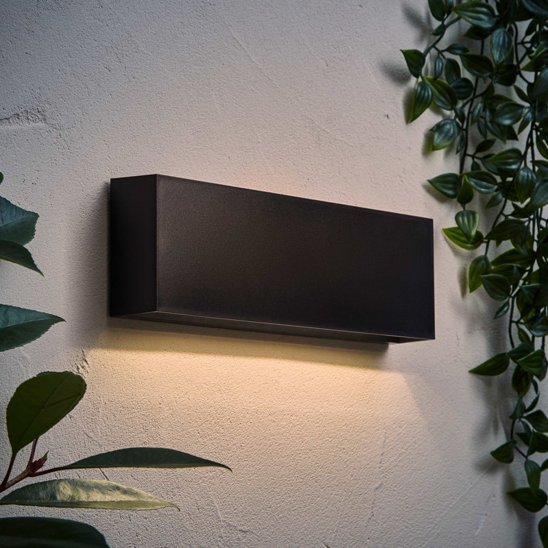 Matte Black Integrated LED Outdoor Sconce, Down, 8cm H x 24cm W x 4.1cm D