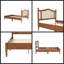 Lit plateforme double en bois avec tête de lit en rotin naturel, cadre de lit rétro, finition noyer - centre de table élégant et durable