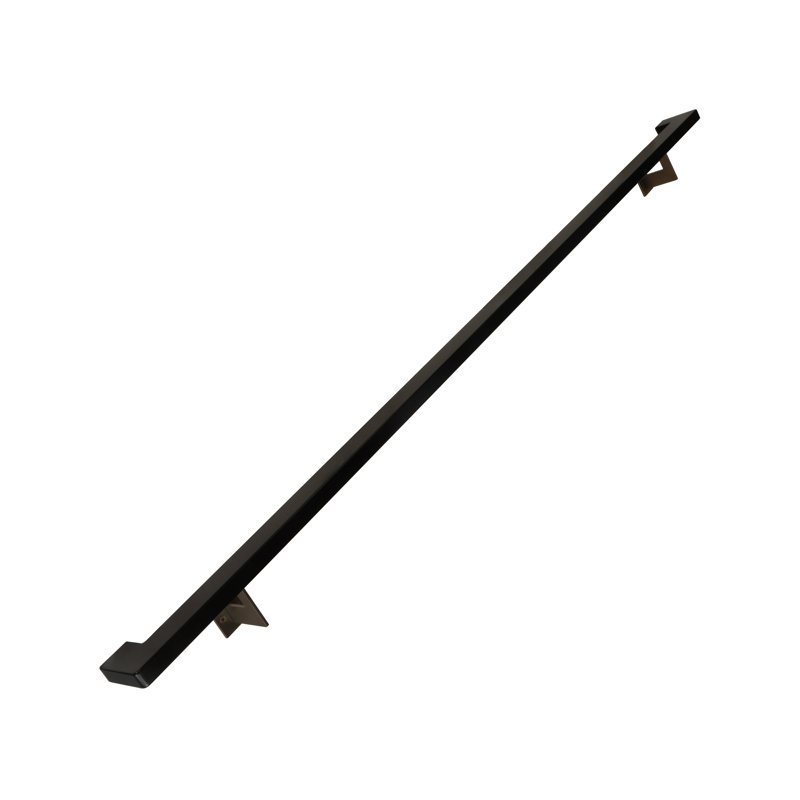 Urban Contemporary Handrail Grab Bar Kit, L Steel Brackets, Returns to Wall, Powder Coat, 48" W, Bronze/Black