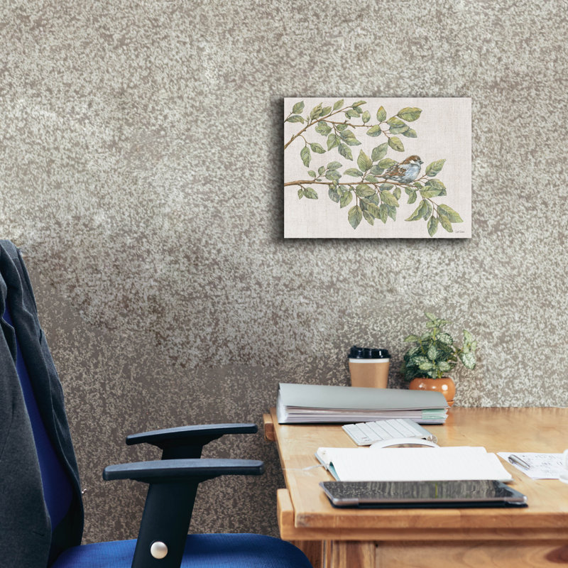 «Birch On A Branch 1 Linen» par Leslie Trimbach, art mural sur toile, H 12 po x l 16 po x P 0,75 po