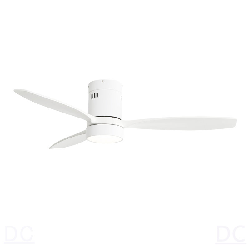 Ventilateur de plafond encastré en bois massif de 52 pouces avec moteur à courant continu réversible à télécommande 6 vitesses pour la maison