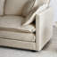 Espace de vie moderne en chenille beige - Base en bois massif et luxueux siège haut en tissu 2 places avec coussins, canapé 4 coussins, structure, matériau respirant de qualité supérieure, zone de confort