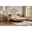 Ensemble de chambre à coucher 3 pièces avec cadre de lit en bois, 1 table de chevet rétro et 1 coiffeuse de maquillage avec tabouret-961977445-961977444