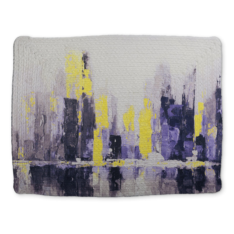 Yellow Braided Polyester Placemat - Abstract Cityscape Decor
