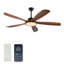 Grand ventilateur de plafond extérieur 62 po avec télécommande - 3 pales en bois 5 lumières réversibles