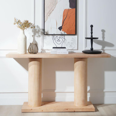 Console 59 "en bois minimaliste moderne avec colonne à piédestal - Élégante décoration décorative pour l'entrée, le salon et le couloir