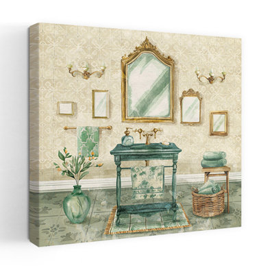 «Vintage Bliss Bath Set 2», art mural abstrait rustique moderne