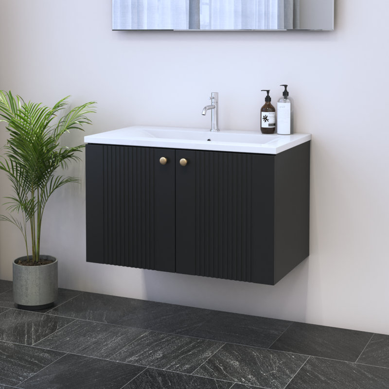 Meuble-lavabo noir 31,9 po Borneo, Noir