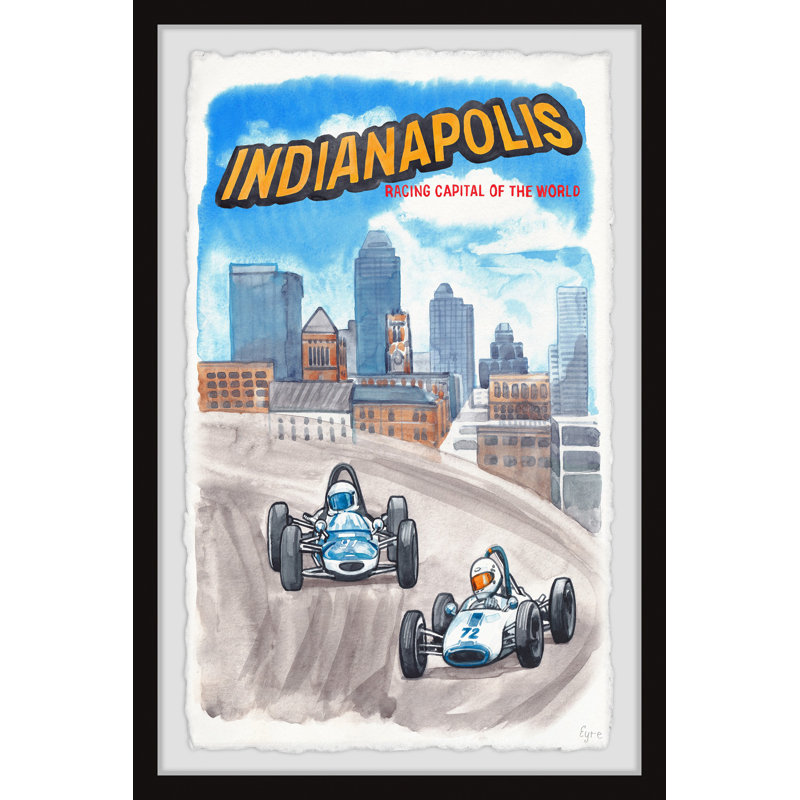 Indianapolis Racing par - Peinture encadrée, H 36 po x l 24 po x 1,5 po
