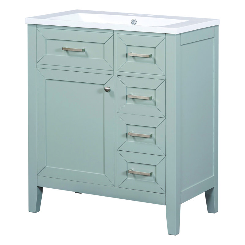 Meuble-lavabo de 30 po avec lavabo en céramique, système de support d'armoire. Style contemporain. Structure et bois massif. Assemblage requis. Revêtement imperméable. Système de teinture.
