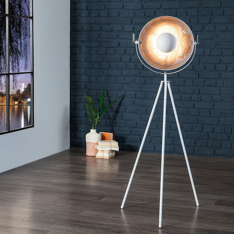 Fiedler 146cm Tripod Floor Lamp, White/Silver