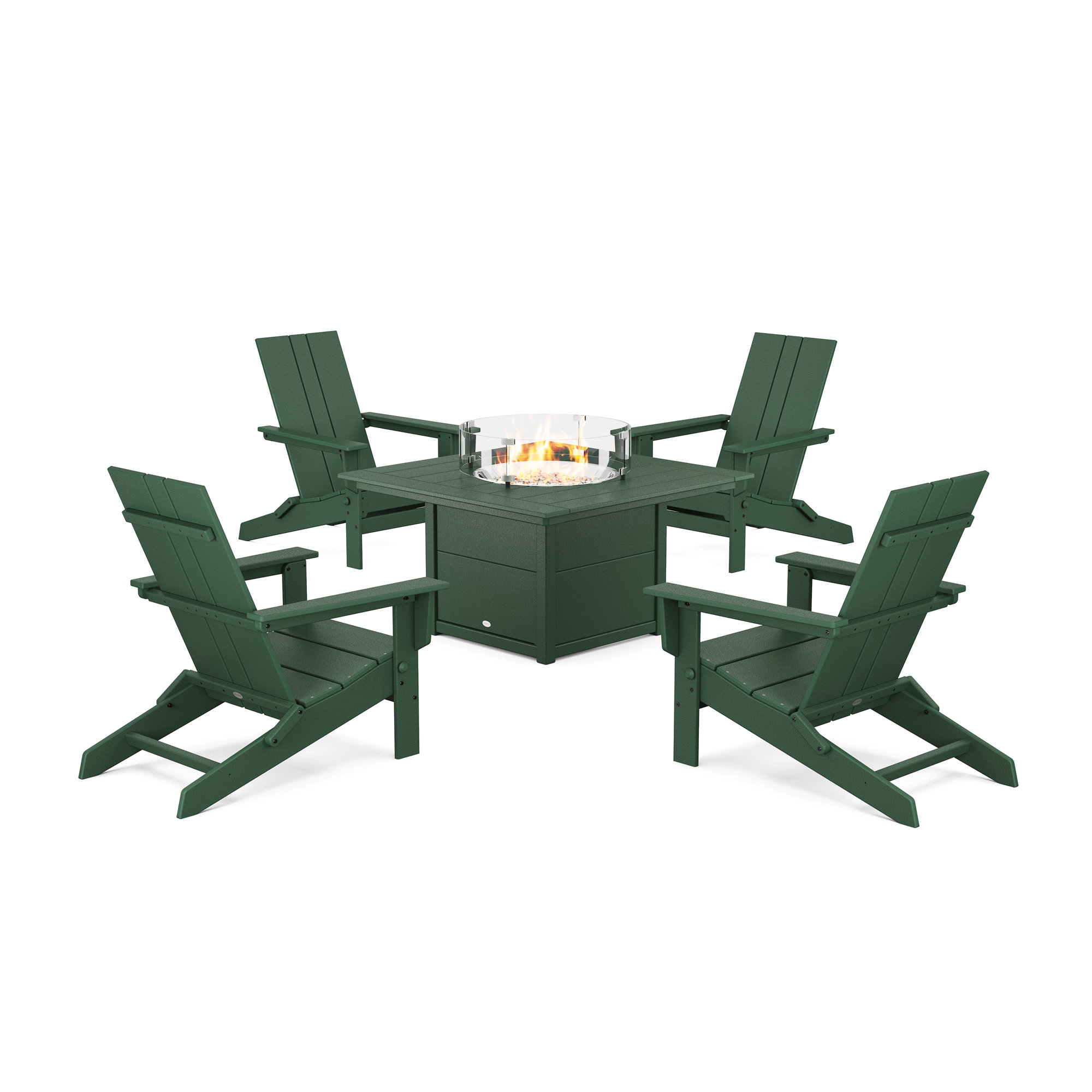 Foldable Outdoor Adirondack Chair With Table, Green