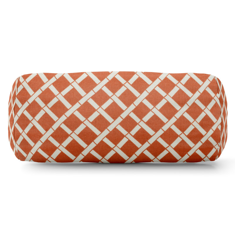 Bamboo Geometric Outdoor Reversible Throw Pillow, Burnt Orange