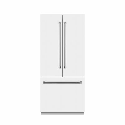 ZLINE 36 in. 19.6 cu. ft. French Door Built-In Bottom Freezer Refrigerator with Water Dispenser and Ice Maker in Satin Stainless Steel with Stainless Steel Interior