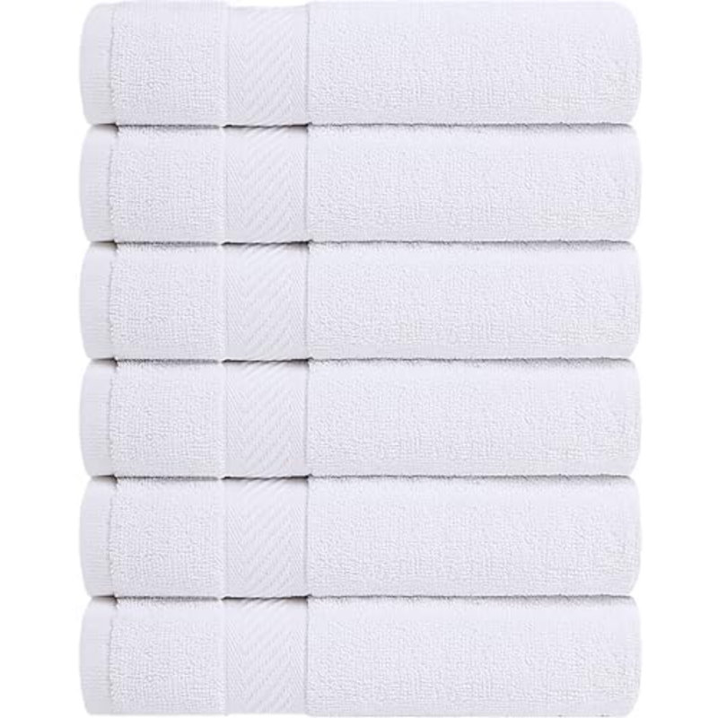 6 Pack Bath Towel Set (27 X 54 Inches), 500 GSM 100% Ring Spun Cotton Medium Lightweight And Highly Absorbent Quick Drying, Premium Towels For Hotel, Spa And Bathroom (White)