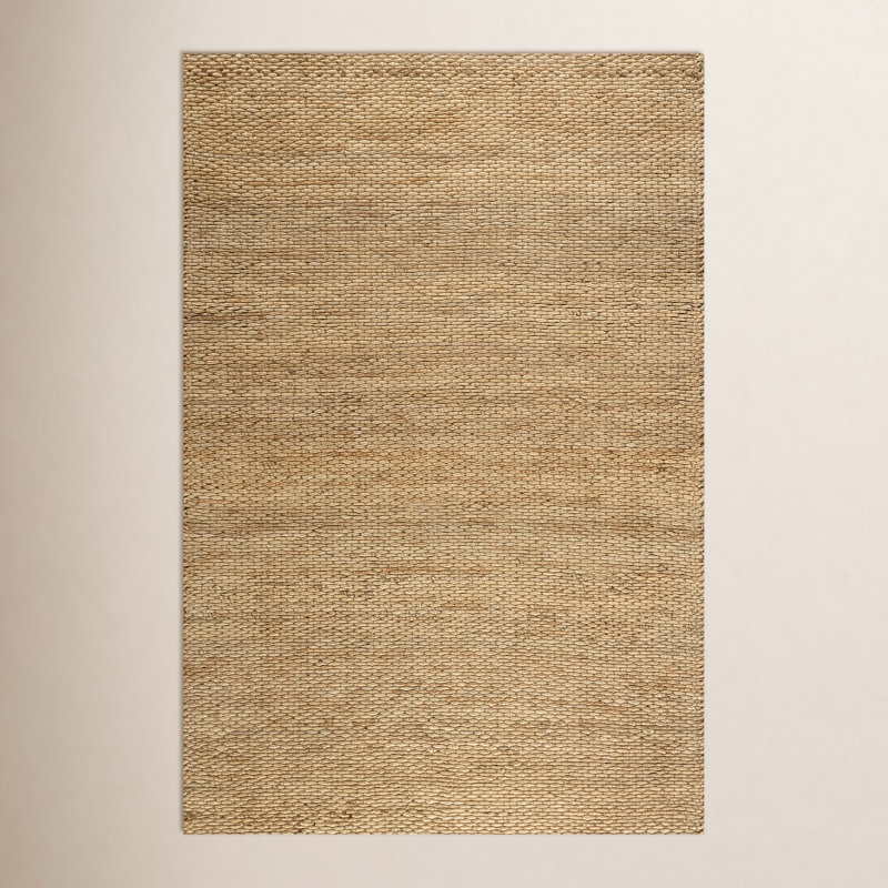 Tapis en jute naturel de style campagnard fait à la main Annelynn, Rectangle 4 pi x 6 pi