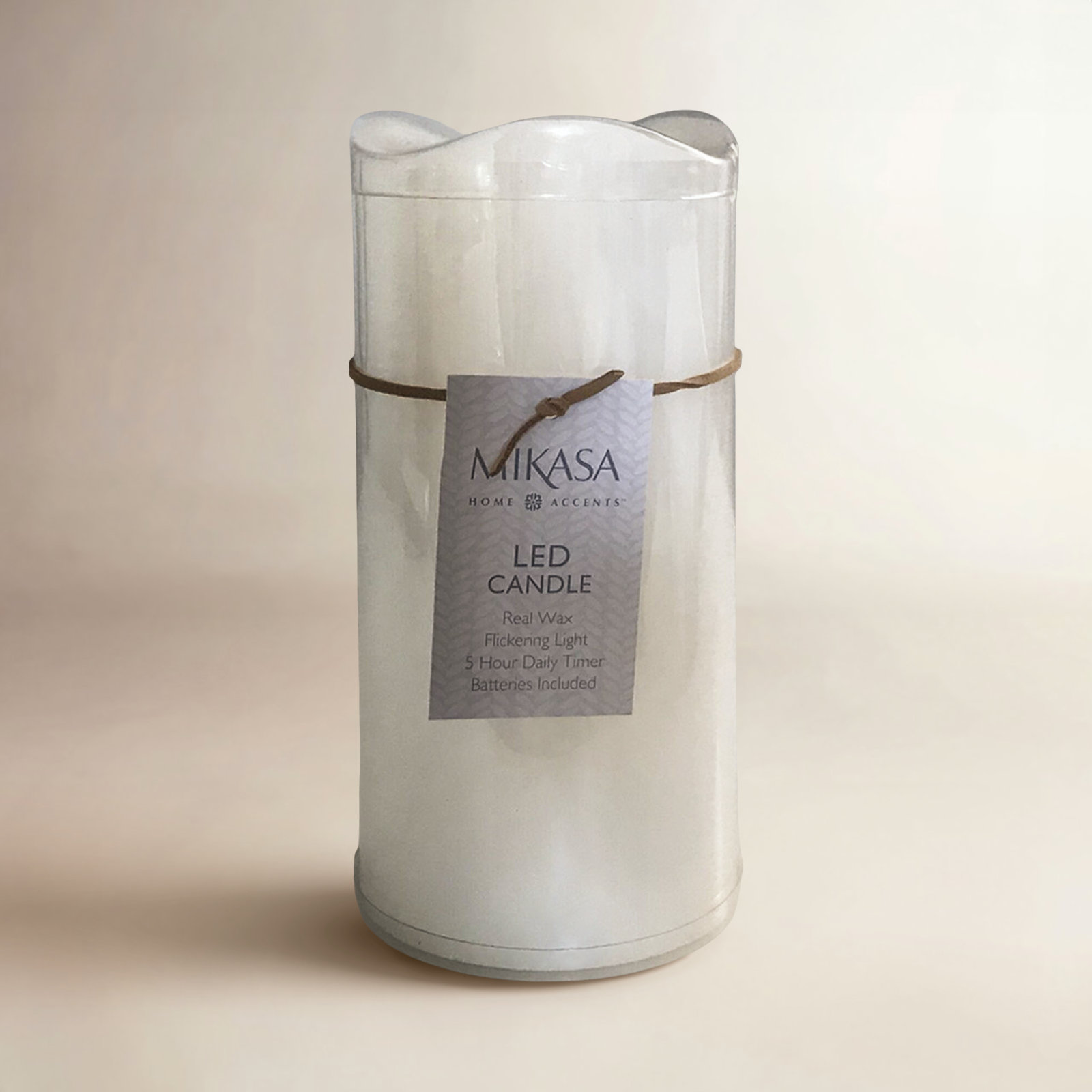 Wavy Top LED Flameless Pillar Candle, 8"L x 4"W