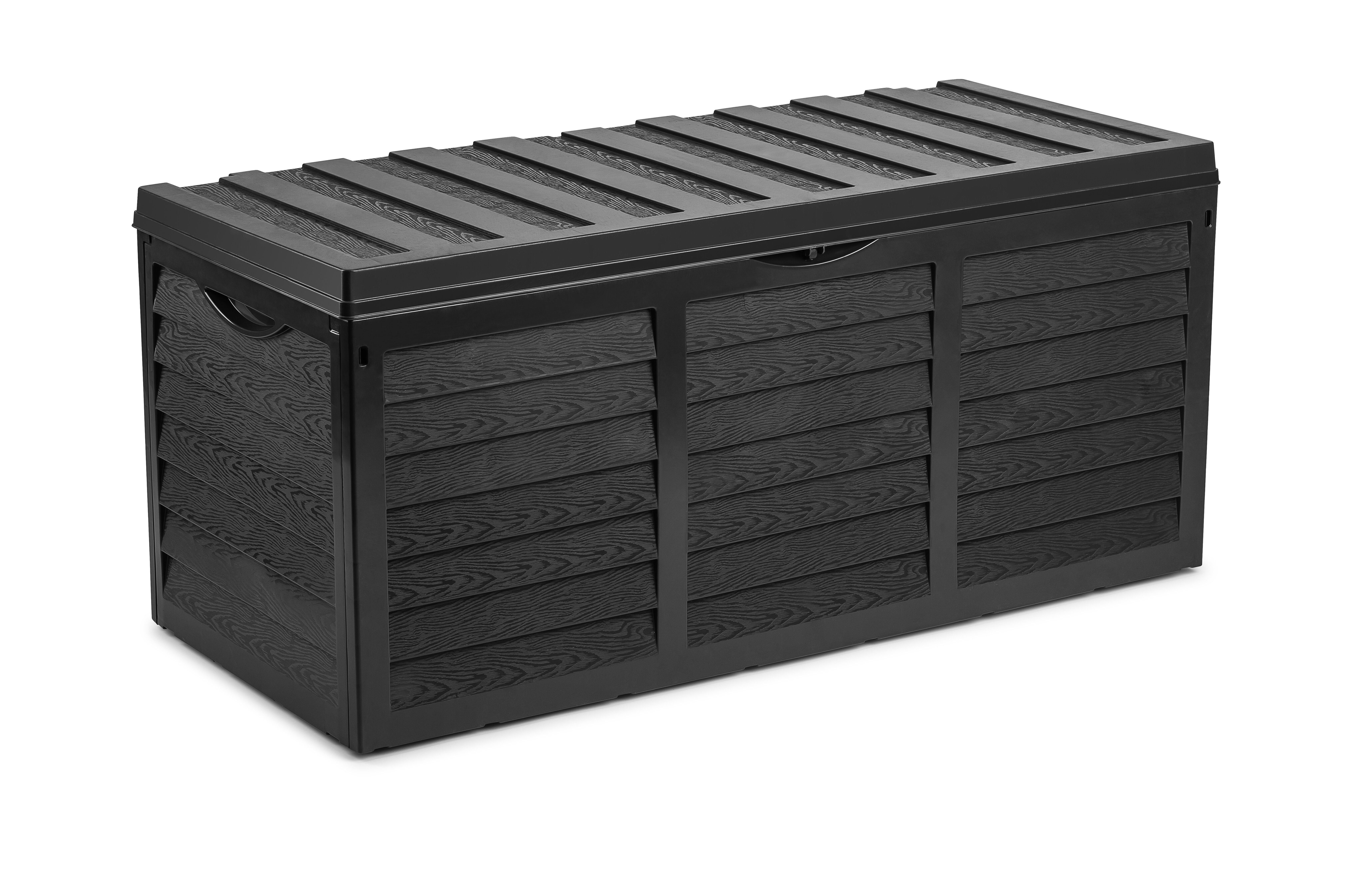 Rustic State 84 Gallons Water Resistant Resin Lockable Deck Box with Wheels  in Black & Reviews