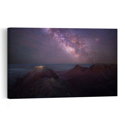 Milky Way Mountain Night Abstract Contemporary Landscape Mountain Wall Art Print