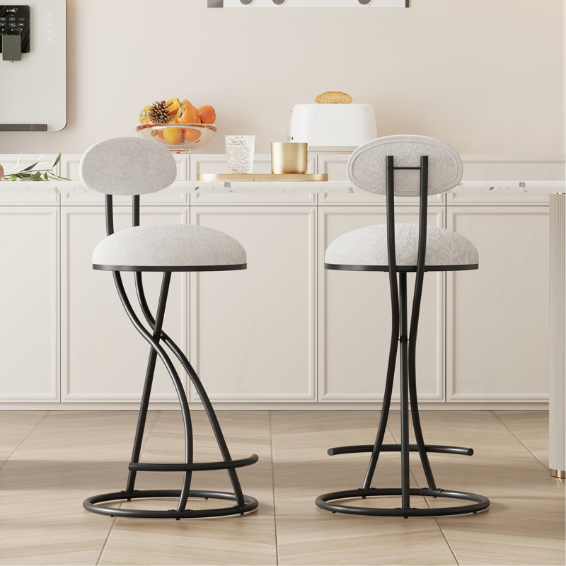 Ensemble de 2 tabourets de bar élégants et confortables à imprimé rond pour l'intérieur, Noir