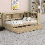 Lit de jour simple avec 2 tiroirs, ports USB, tête de lit et buffet de rangement-1539293301