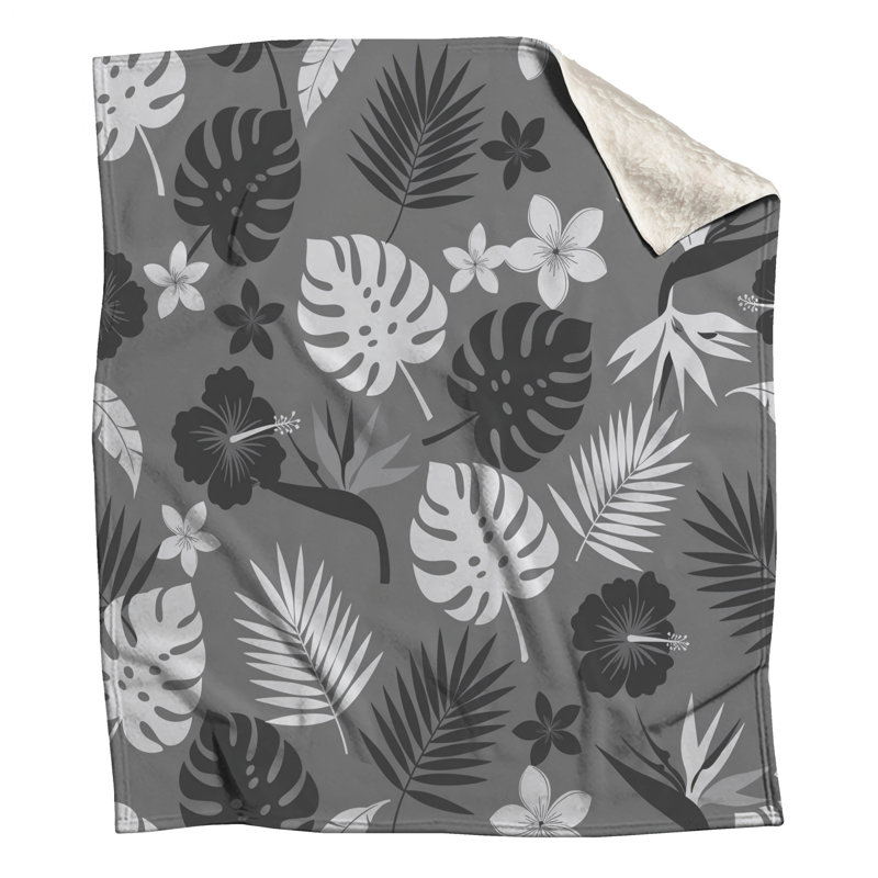 Couvertures monochromes à feuilles tropicales, 50in W x 60in H