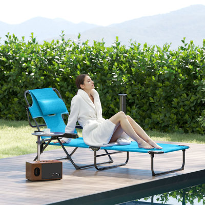Chaise longue pliante avec dossier inclinable, gris