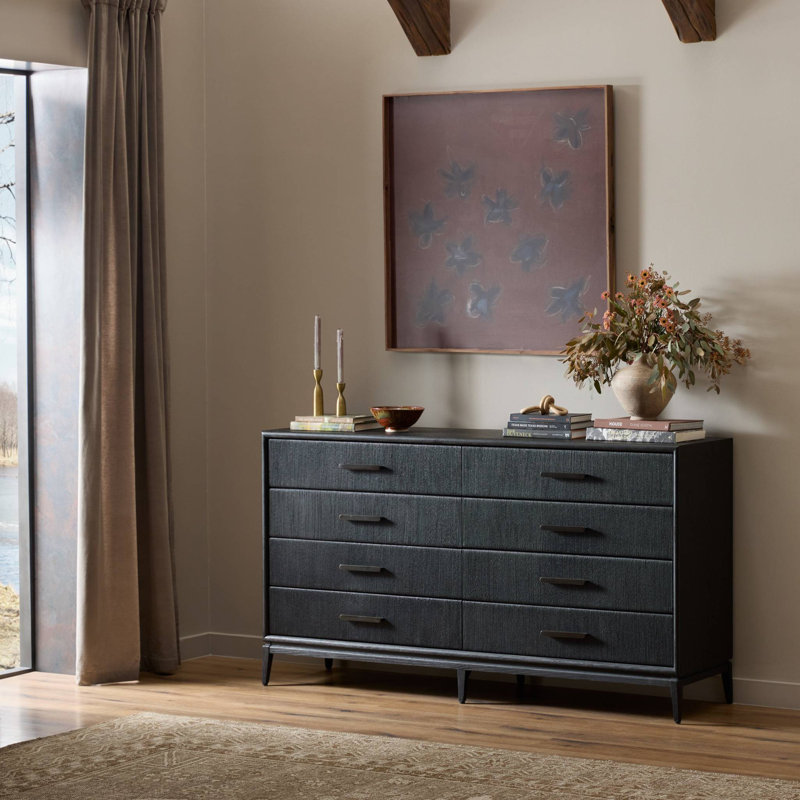 Rosenell 8 Drawer Dresser, Black Oak Veneer