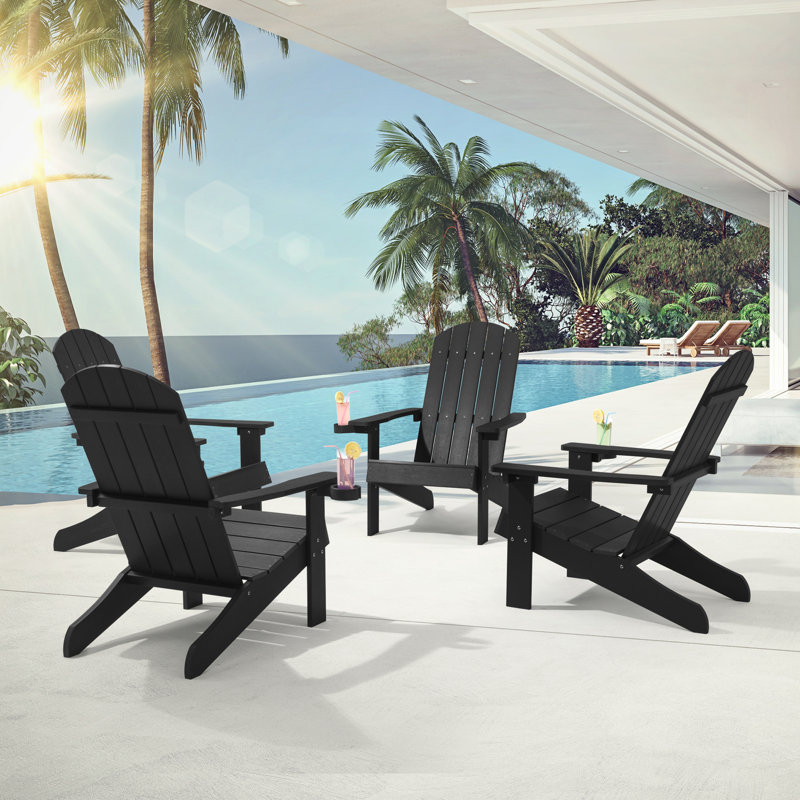 Garrey Outdoor Adirondack Chair, Black