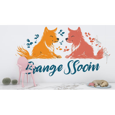 Autocollant mural renard, décoration murale orange pour chambre d'enfant, adorable renard des bois, décoration pour chambre d'enfant, autocollant mural animal pour chambre de bébé, décoration pour salle de jeux 361 g
