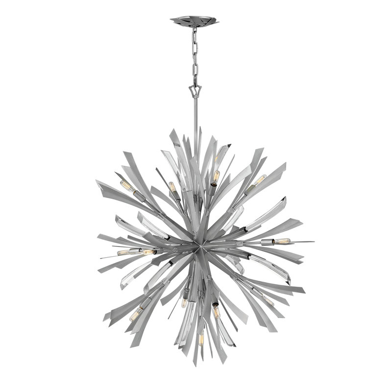 Vida 36" Thirteen-Light Modern Orb Hanging Chandelier w/ Crystal Accents