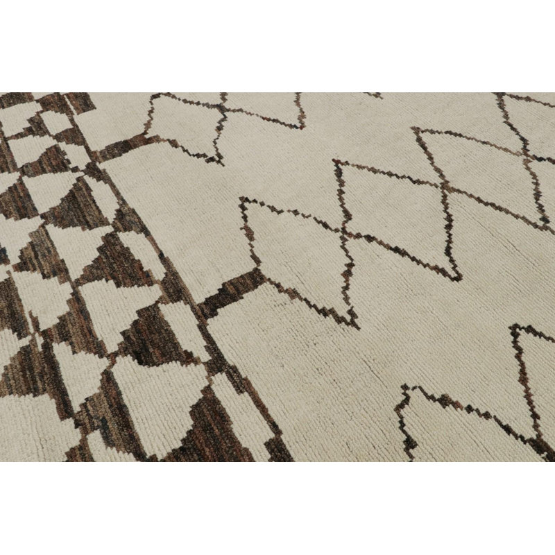 Moroccan Hand Knotted Wool Geometric Area Rug, Rectangle 12' x 15'