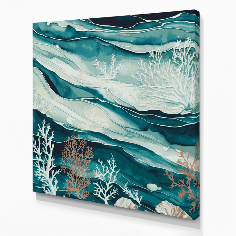 Art mural sur toile bleu, H 16 po x l 16 po