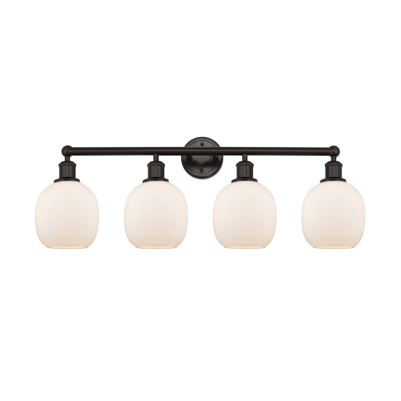 Éclairage pour meuble-lavabo 4 lumières Carlucci, Blanc mat, Bronze huilé