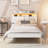 Cerridwen Twin Platform Metal Bookcase Storage Bed With RGB LED Lights And Charging Station-102629369