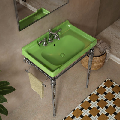 28" Bathroom Sink With Ceramic Basin, 3 Standard Faucet Holes, Stainless Steel Legs And Towel Hanger, Look, Easy To Clean Basin Console Rectangular Vanity Pre-Drilled Openings, Attachment, Color,