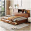 Wooden Daybed with 3 Storage Drawers, Upper Soft Board, shelf, and a set of Sockets and USB Ports-97691159-123252412