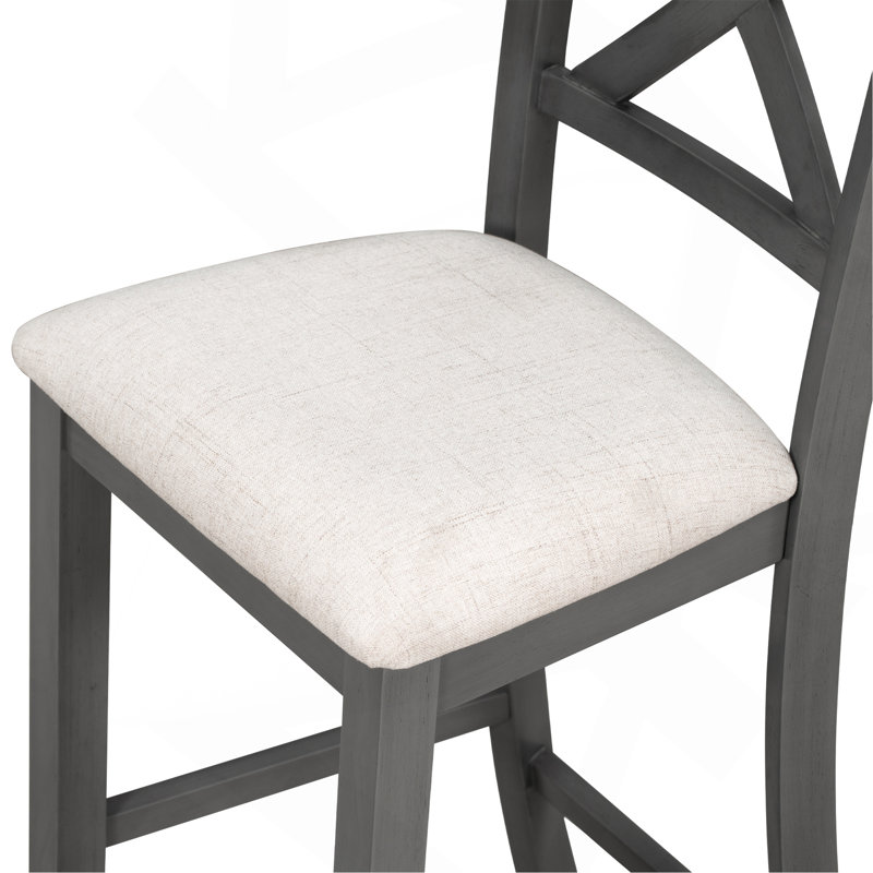 Ensemble de 6 tables de salle à manger à hauteur de comptoir avec 4 chaises et un banc pour la salle à manger, Gris